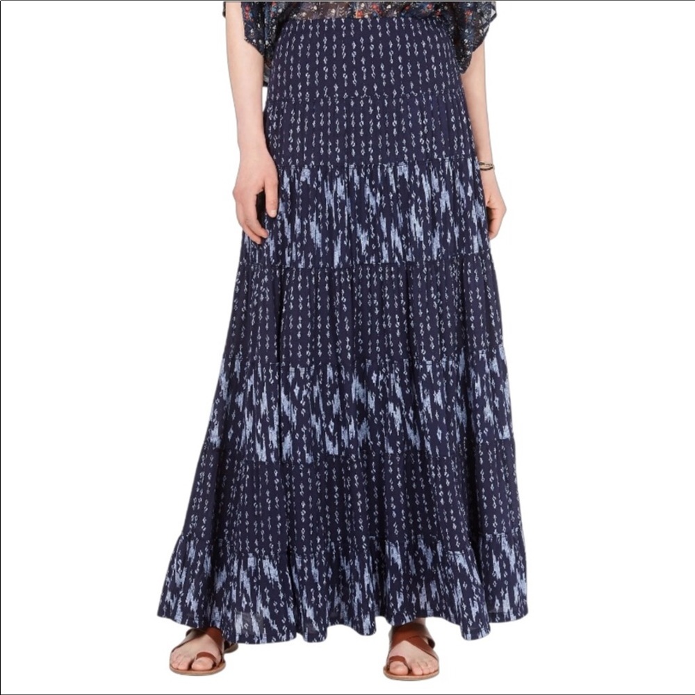 Style & Co Mixed-Print Tiered Maxi,Distressed Dash